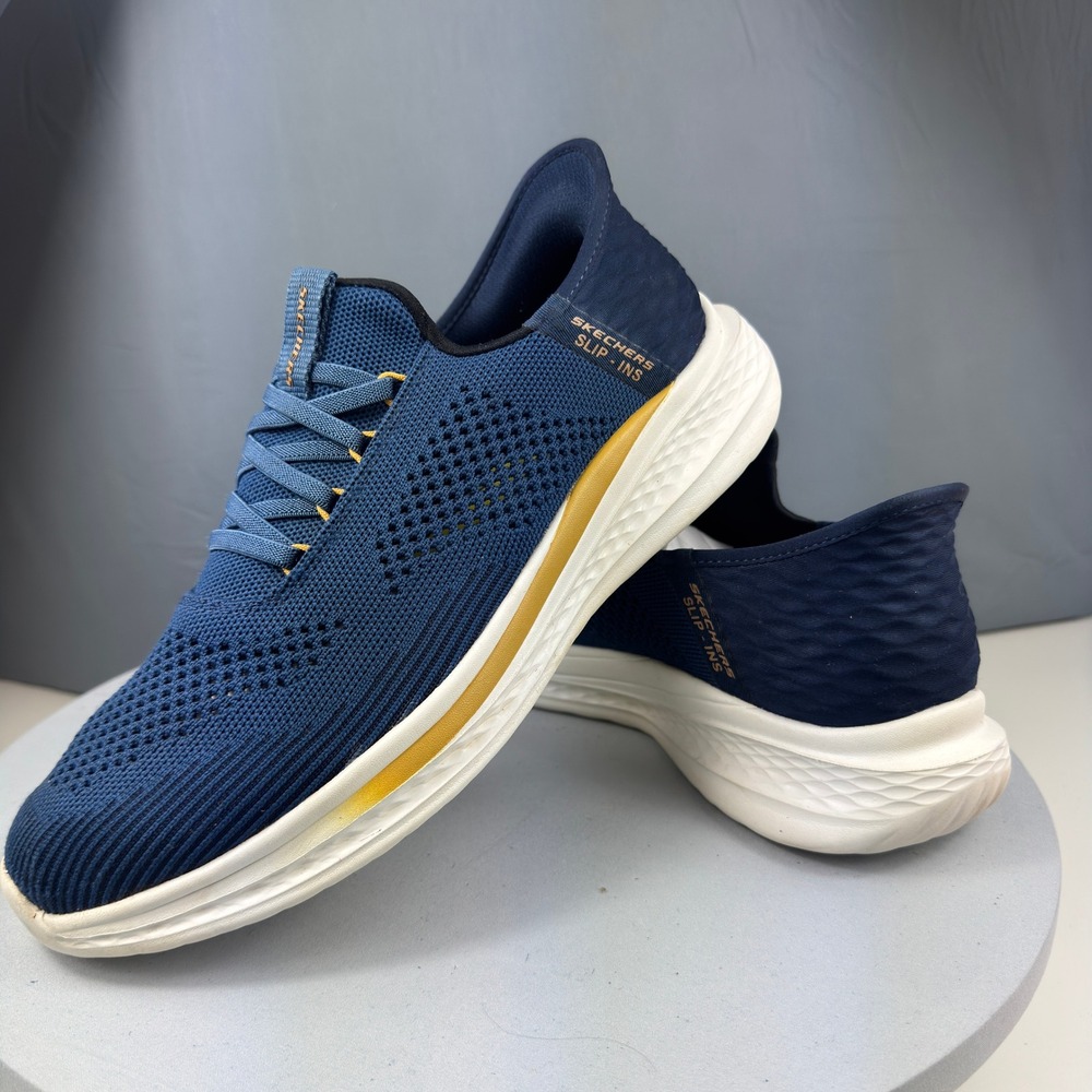 Skechers Slip-ins Go Walk Anywhere Mens 10 Blue Gold 210810 Sneakers